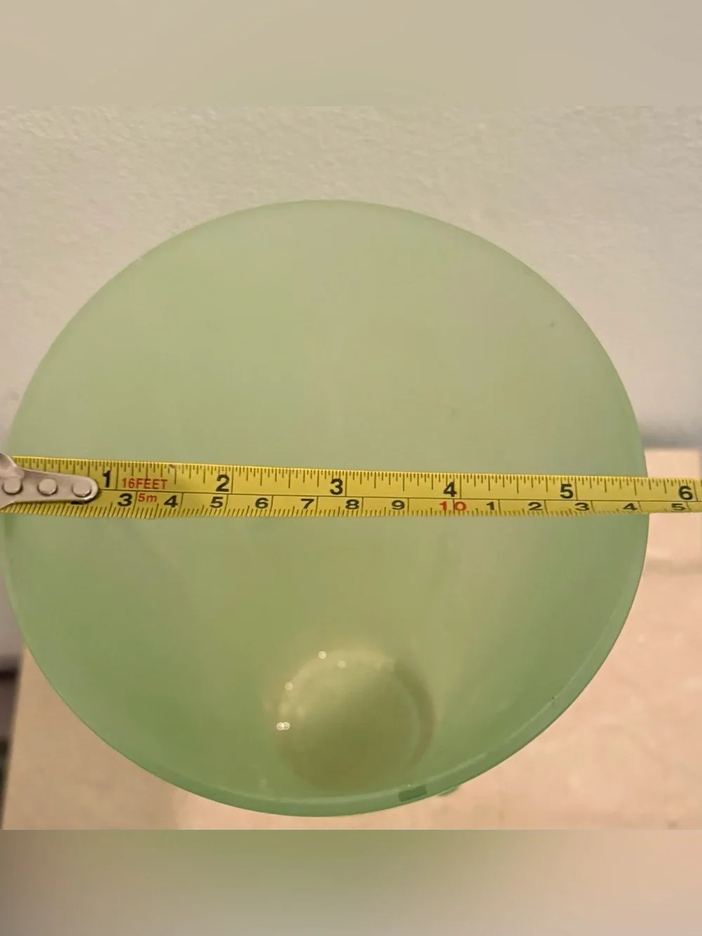 Lime green 10”H vase.